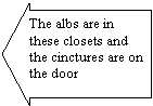 Left Arrow: The albs are in these closets and the cinctures are on the door